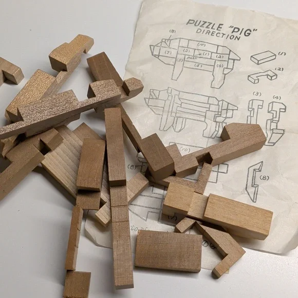 ❤️5/10 Wood Puzzle Pig - Picture 6 of 7